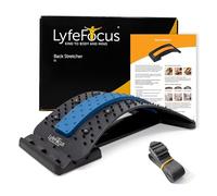 LyfeFocus Étireur de dos et masseur d'acupression pour douleurs du dos et du cou - Correcteur de posture réglable confortable - Support lombaire - Thérapie magnétique et sangle de chaise (bleu)