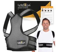 LyfeFocus S1 Correcteur de posture dorsale haute qualité - Soutien, orthèse dorsale et redresseur de dos - Correction efficace de votre posture anti-douleurs pour cou, épaules et dos (Noir, Grand)