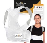 LyfeFocus S1 Correcteur de Posture Invisible et Respirant - Soutien et redressement du haut du dos - Correction efficace de la posture pour les douleurs du cou, des épaules et du dos (Blanc, Grand)
