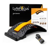 LyfeFocus Stretcher et masseur d'acupression pour le dos - Appareil d’étirement de colonne vertébrale confortable et ajustable - Support lombaire, thérapie magnétique et sangle de chaise (Orange)