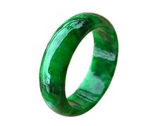 LYFHJD Bagues de Jade Vert Jaspe Naturel sculptées à la Main Jadéite véritable Pierre Bague de Jade Bijoux de Jade pour Hommes Femmes Bijoux de Jade Saint Valentin (Couleur : Vert, Taille : 18 mm)