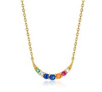 LYFHJD Collier Sterling Sliver pour Femmes Green Nano Zircon Blue Spinel Red Corundum Memorial Gift Fine Bijoux Fabriqué en Chine