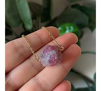 LYFHJD Colliers en Cristal de Roche Brut pour Pierre Reiki, améthystes Naturelles, Lapis, Tourmaline, Fluorite, Quartz Rose, Pendentif, spécimen minéral (Taille : Tourmaline Rose)