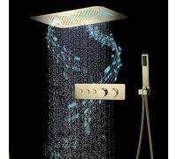 LYFHJD Cuhsa Music Shower System 64 Couleurs Douche Combo Ensemble Thermostatic Bluetooth Smart Shower Set Gold Brossed Wit