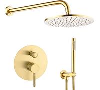 LYFHJD Ensemble de Douche Système de Douche Ensemble de Robinet de Douche Mural avec Pomme de Douche à Effet de Pluie de 10 Pouces Valve d'équilibrage de Pression portative avec kit de Garniture