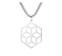 LYFHJD Nouveau pour à la Mode 2025 Fleur de Vie Pendentif Collier en Acier Inoxydable mâle Femelle géométrique Hexagonal étoile Couple Mode Bijoux Cadeau Bijoux Accessoires de Mode Cadeau créatif