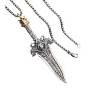 LYFHJD Nouveau pour à la Mode 2025 rétro dominateur forêt Roi tête de Lion Chevalier Pendentif Collier Hommes Gothique Punk Rock fête Nordique Bijoux Accessoires de Mode Cadeau créatif
