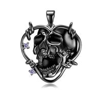 LYFHJD Pendent Butterfly Skull Scream Scream Black Wings Chain Collier for Girl Women Jewelry