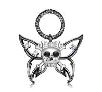 LYFHJD Pendent Butterfly Skull Scream Scream Black Wings Chain Collier for Girl Women Jewelry