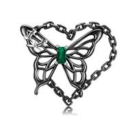 LYFHJD Pendent Butterfly Skull Scream Scream Black Wings Chain Collier for Girl Women Jewelry