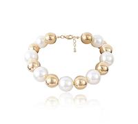 LYFHJD Punk cubain Acrylique Chunky Chain Femme Baroque Perle Blanc Grand Lien Perle Collier Bijoux Steampunk Hommes