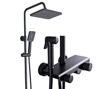 LYFHJD Salle de Bain thermostatique Set Square Rain Screen Température Digital Affichage avec pulvérisateur 3 Modes Mixer de Douche de tête Tap System-Black