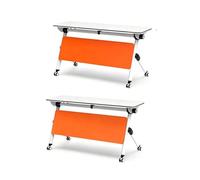 LYFHYSDSP Lot de 2 Tables de Conférence Pliables, roulettes 360° Silencieuses Verrouillables, Structure Modulaire Gain D'Espace pour Bureau et Salle de Classe(Orange,160x50cm/63x20in)