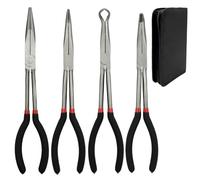 LYFJXX 4 PCS 11" Needle Nose Pliers with Bag,Straight Long Needle Nose Pliers,45/90 Degree Curved Pliers for Wire Bending,Shaping,Trimming