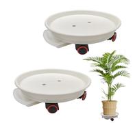 LYFJXX Lot de 2 bacs à plantes avec roulettes, capacité de charge de 36,3 kg, support de plantes de 30 cm, chariot robuste avec réservoir d'eau (blanc)