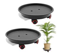 LYFJXX Lot de 2 bacs à plantes avec roulettes, capacité de charge de 50 kg, support de plantes de 35 cm, chariot robuste avec réservoir d'eau (gris foncé)