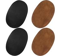lyfLux Lot de 4 patchs ovales en tissu cousu pour coude et genoux, accessoires de restauration (noir et marron)