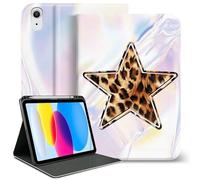 Lyforaz Coque pour iPad 11{^>e<^} (A16) 11" 2025/10e génération 11" 2022, imprimé léopard Y2k, étoile chic, élégante, esthétique, design de protection avec porte-crayon, antidérapant, anti-choc, laser