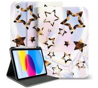 Lyforaz Étui pour iPad 11{^>e<^} (A16) 11" 2025/10e génération 10,9" 2022, joli imprimé léopard Y2k, étoiles, chic, élégant, esthétique, avec porte-crayon, antidérapant, antichoc-classiques