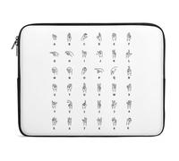 Lyfthologen Housse pour ordinateur portable 15 pouces, pochette pour ordinateur portable alphabet langue des signes