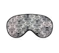Lyfthologen Masque de sommeil en tissu lisse, motif crâne damassé, gothique, effrayant, masque de sommeil pour Halloween, masque de sommeil avec bandeau réglable pour homme et femme