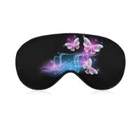 Lyfthologen Masque pour les yeux en tissu lisse, masque de sommeil avec bandeau réglable pour hommes, femmes et papillons roses