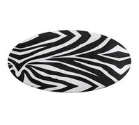 Lyfthologen Petit tapis rond en flanelle, motif zèbre noir, antidérapant, pour chambre à coucher, salon, décoration, 80 x 80 cm