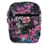 Lyfthologen Sac à bandoulière, sac à bandoulière Yorkshire Terrier, petit sac à bandoulière multifonction pour le travail, les voyages d'affaires, Tête de mort fleur, Taille unique