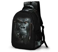Lyfthologen Sac à dos à rayures noires et blanches avec poches pour randonnée, camping, voyage, Gorilla, One Size