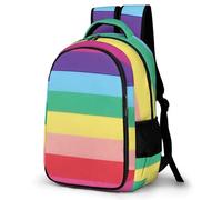 Lyfthologen Sac à dos amusant Corgi avec poches pour randonnée, camping, voyage, Lignes horizontales de couleur arc-en-ciel, One Size