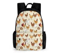 Lyfthologen Sac à dos coloré en forme de montgolfière avec poches pour randonnée, camping, voyage, A Brood of Poules., 42x30.5cm