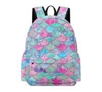 Lyfthologen Sac à dos décontracté à pois pour l'extérieur, le sport, les voyages, Écailles d'aquarelle arc-en-ciel de sirène, 42 x 30 x 15 cm