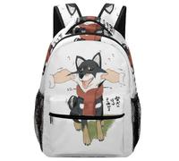 Lyfthologen Sac à dos décontracté en tissu Oxford durable avec écharpe mignonne pour garçons, filles, voyage, sport, Chien Shiba noir, One Size