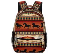 Lyfthologen Sac à dos décontracté en tissu Oxford durable avec imprimé vache noire pour garçons, filles, voyage, sport, Chevaux de l'Ouest, One Size