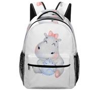 Lyfthologen Sac à dos décontracté en tissu Oxford durable, motif empreintes de pattes de chien, sac à dos pour garçons, filles, voyage, sport, Hippopotame, One Size