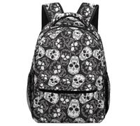 Lyfthologen Sac à dos décontracté en tissu Oxford durable, motif tête de mort, sac à dos universitaire pour garçons, filles, voyage, sport, Sugar Skull, One Size