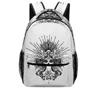 Lyfthologen Sac à dos décontracté en tissu Oxford durable, sac à dos carlin, sac à dos d'université pour garçons, filles, voyage, sport, Tête de mort Dia De Los Muertos, One Size