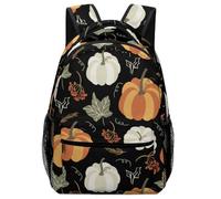 Lyfthologen Sac à dos décontracté en tissu Oxford durable, sac à dos carlin, sac à dos d'université pour garçons, filles, voyage, sport, Feuilles de citrouille d'automne, One Size