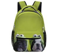 Lyfthologen Sac à dos décontracté en tissu Oxford durable, sac à dos de golf pour garçons, filles, voyage, sport, Bouledogue français avec chapeau grenouille, One Size