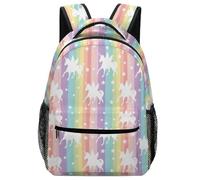 Lyfthologen Sac à dos décontracté en tissu Oxford durable, sac à dos de l'alphabet en langue des signes, sac à dos universitaire pour garçons, filles, voyages, sports, Motif licorne arc-en-ciel, One