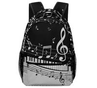 Lyfthologen Sac à dos décontracté en tissu Oxford durable, sac à dos de l'alphabet en langue des signes, sac à dos universitaire pour garçons, filles, voyages, sports, Notes de touches de piano, One