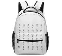 Lyfthologen Sac à dos décontracté en tissu Oxford durable, sac à dos de l'alphabet en langue des signes, sac à dos universitaire pour garçons, filles, voyages, sports, Langue des signes de l'alphabet
