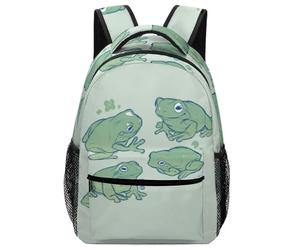 Lyfthologen Sac à dos décontracté en tissu Oxford durable, sac à dos de l'alphabet en langue des signes, sac à dos universitaire pour garçons, filles, voyages, sports, Adorable grenouille., One Size