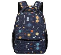 Lyfthologen Sac à dos décontracté en tissu Oxford durable, sac à dos de montgolfière, sac à dos universitaire pour garçons, filles, voyage, sport, Système solaire Space Rocket Planet, One Size