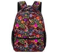 Lyfthologen Sac à dos décontracté en tissu Oxford durable, sac à dos mignon pour garçons et filles, voyage, sport, Peace and Love., One Size