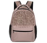 Lyfthologen Sac à dos décontracté en tissu Oxford durable, sac à dos soleil et lune, sac à dos universitaire pour garçons, filles, voyage, sport, Rose poudré rose doré pailleté, One Size