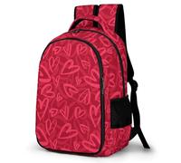 Lyfthologen Sac à dos kaléidoscope psychédélique avec poches pour randonnée, camping, voyage, Recouvert de cœurs rouges, One Size