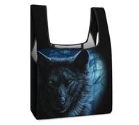 Lyfthologen Sac à provisions pliable, motif tortue, réutilisable, sac fourre-tout lavable pour un usage quotidien, sacs de voyage, Loup aux yeux verts., Taille unique