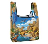 Lyfthologen Sac à provisions pliable, sac d'épicerie réutilisable motif hérisson, sac fourre-tout lavable pour un usage quotidien, sacs de voyage, Carnivores dinosaures, Taille unique