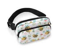 Lyfthologen Sac banane réglable pour course à pied, marche, randonnée Motif léopard et zèbre, Fleur d'abeille., 20x13cm